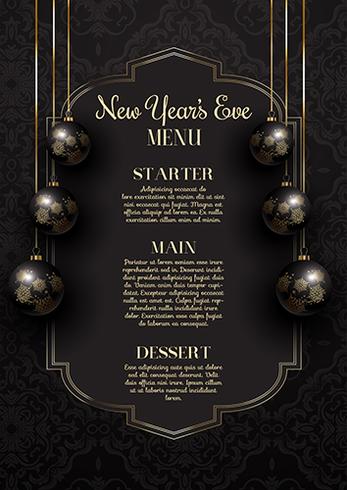 Luxurious elegant New Year's Eve menu design vector