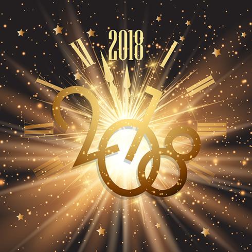 Happy New Year background with glowing lights and stars  vector