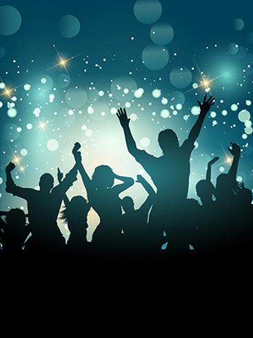 Silhouette of an excited party crowd vector