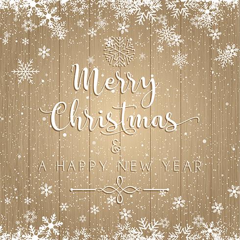 Christmas and New Year text on wooden background vector