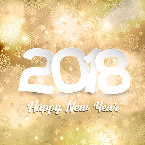 Happy New Year text on gold snowflake background vector