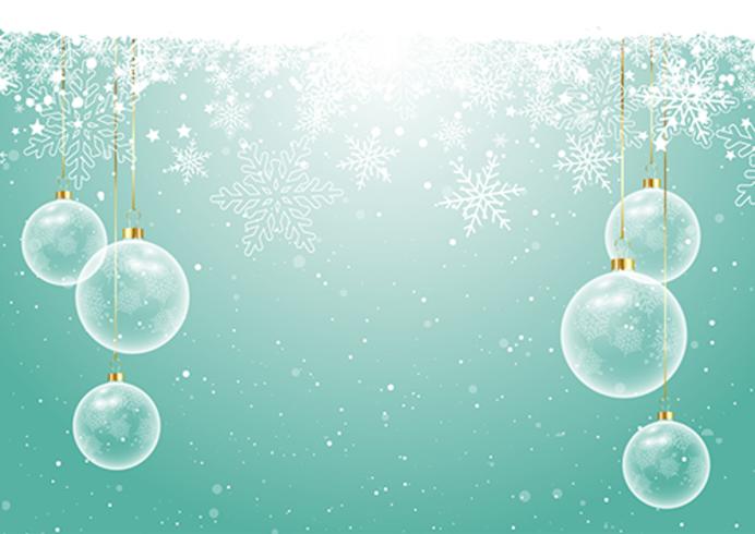 Christmas baubles on snowflake background  vector