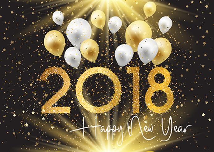 Happy New Year background with gold and silver balloons vector