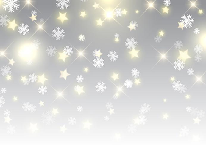 Fondo navideño de estrellas y copos de nieve. vector