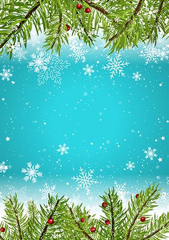 Christmas background with snowflakes and pine tree branches vector