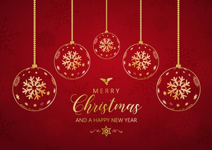 Decorative Christmas and New Year background with hanging bauble vector