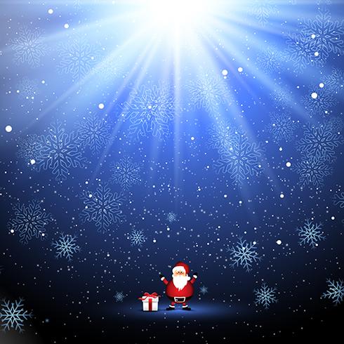 Cute Santa and gift on snowflake background vector