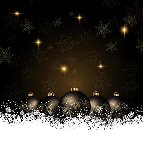 Christmas background with baubles nestled in snow vector