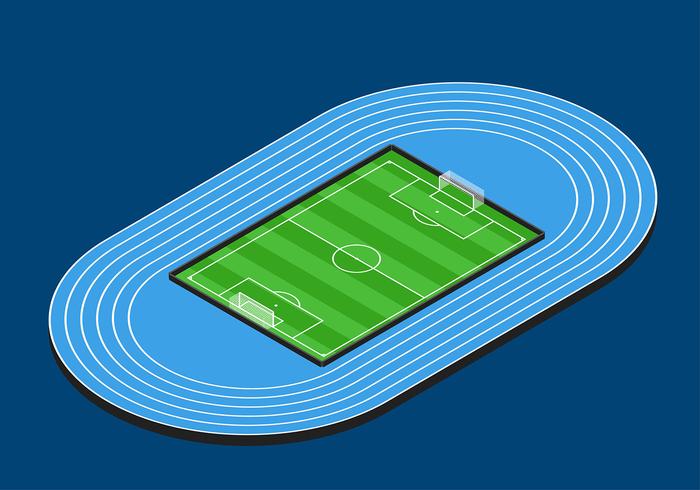 Campo de fútbol, ​​isométrico, vector