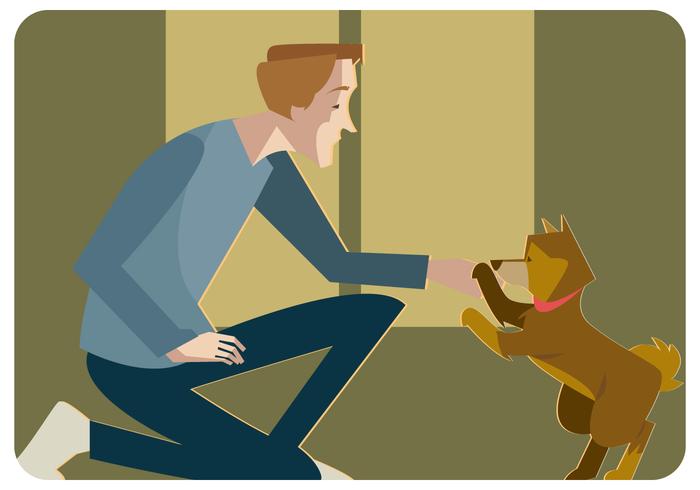 Hombre con su vector de cachorro