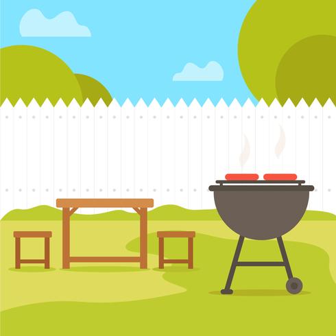 Ilustración plana de barbacoa de patio trasero vector