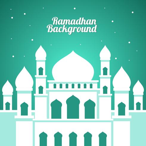 Vector de fondo de Ramadhan de mezquita blanca