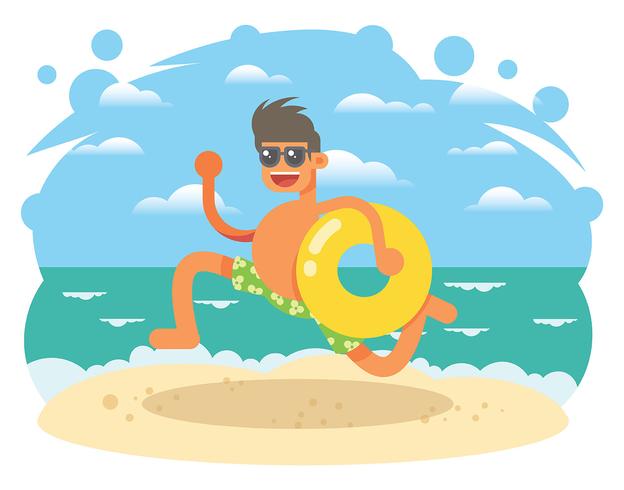 Ilustración de vacaciones en la playa vector