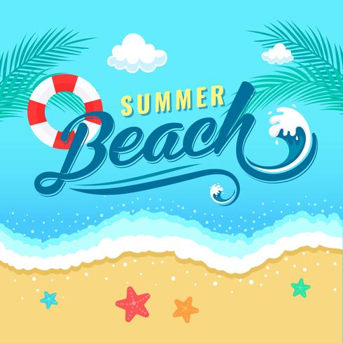 Summer Beach Vacation Typography Background vector