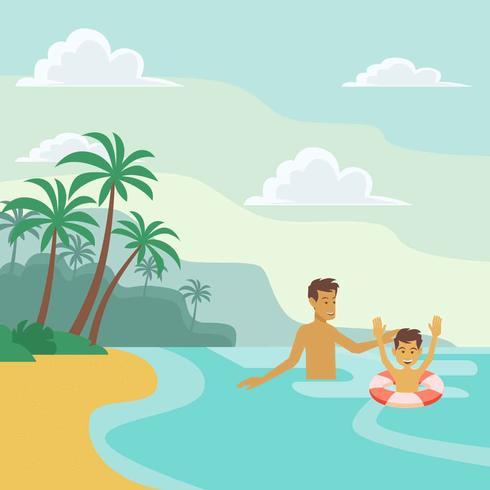 Ilustración de vacaciones en la playa vector