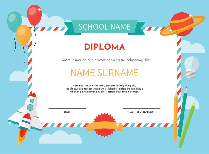 Kindergarten Diploma Template vector