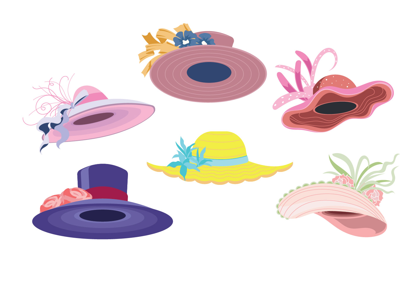 Amazing Set of Woman Derby Hats 201296 Vector Art at Vecteezy
