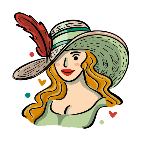 Kentucky Derby Hat Illustration with Beautiful Girl vector