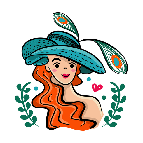 Kentucky Derby Hat with Beautiful Girl Illustration vector