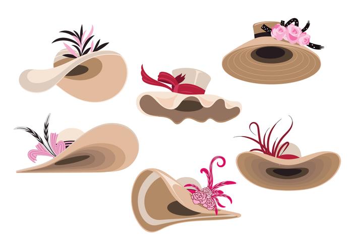 Ilustración Conjunto de sombreros de mujer Derby vector