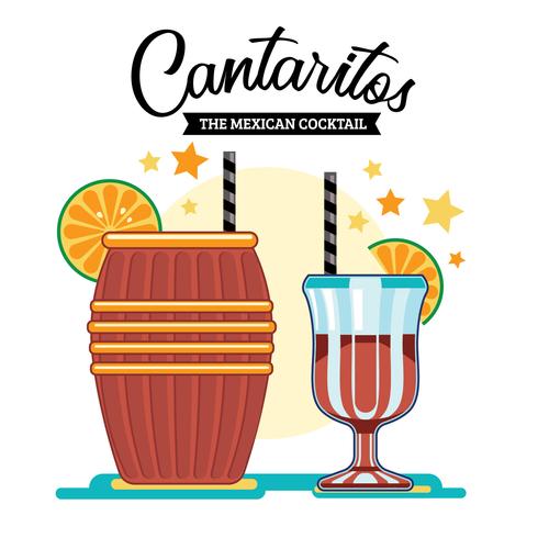 Ilustración del cóctel mexicano Cantaritos vector