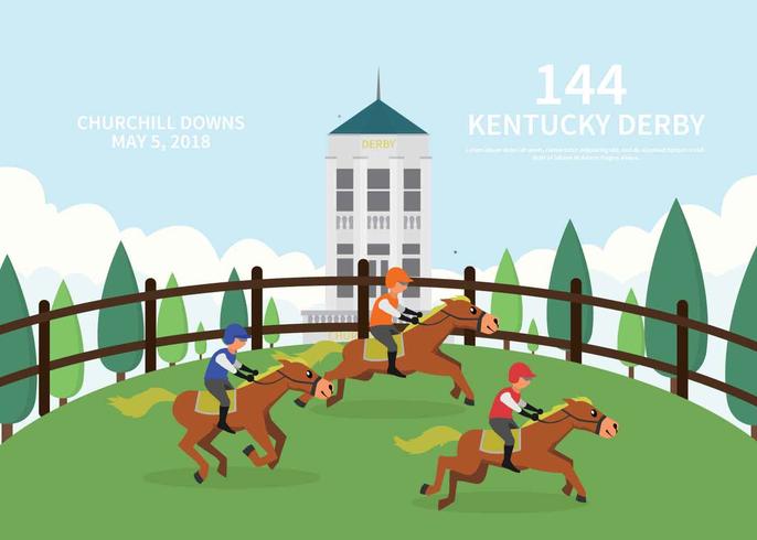 Ilustración de postal de Kentucky Derby vector