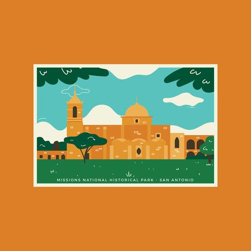 San Antonio Missions History Vector