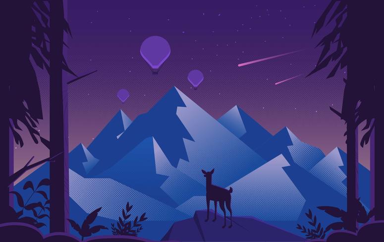 Vector Purple Landscape Illustration