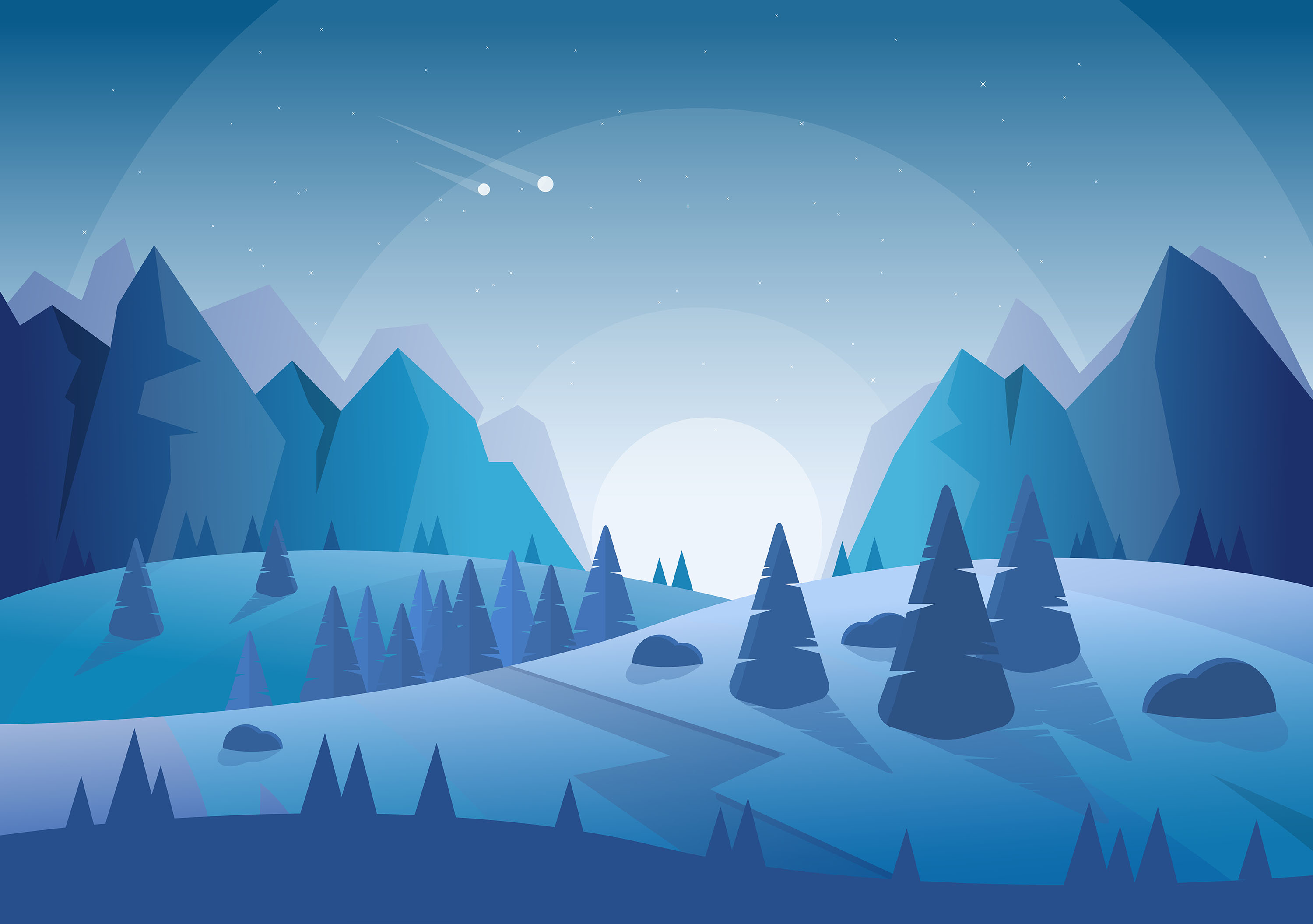 Vector Blue Landscape Illustration 201488 Vector Art at Vecteezy