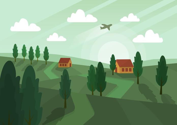 Vector Green Landscape Illustration 