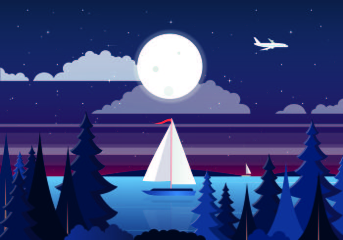 Vector diseño de paisaje nocturno