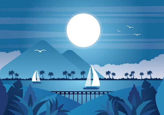 Paisaje de Vector de Luna Llena