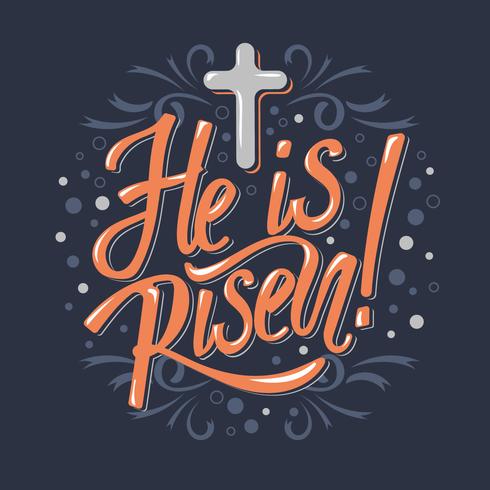 He is Risen, Vector Easter Religious Typographical Vector