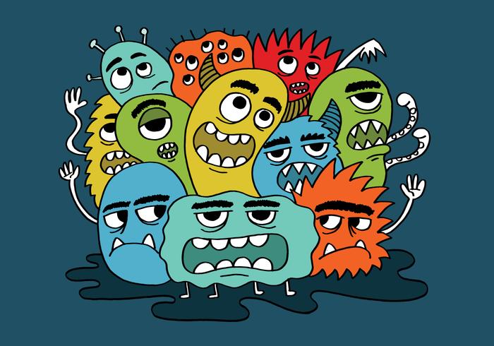 grumpy monster group vector