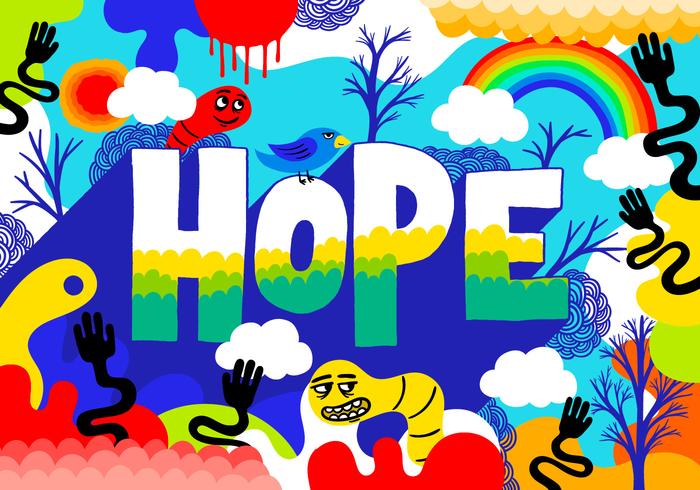 colorful hope lettering illustration vector