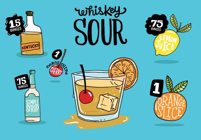 whiskey sour recipe vector