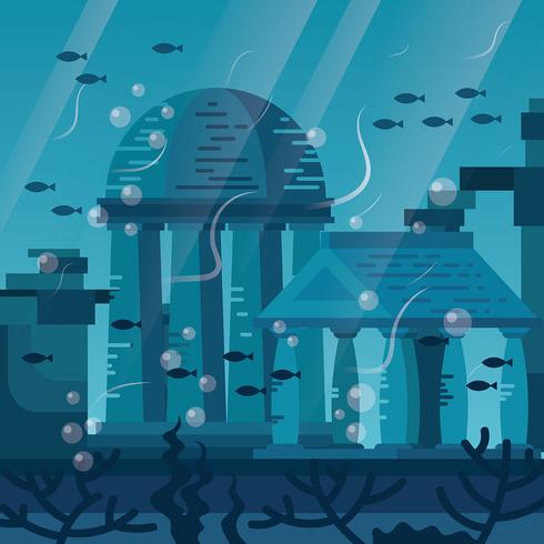 Ilustración de la ciudad de Atlantis vector