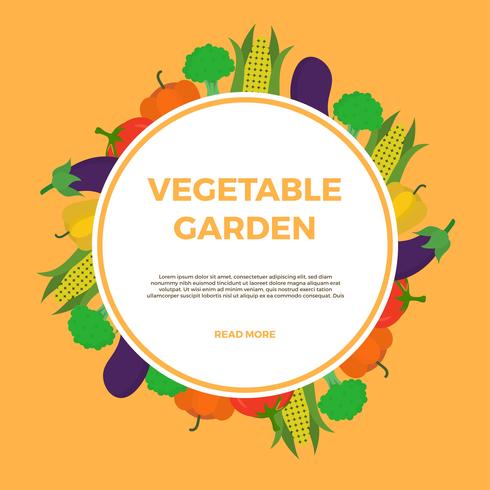 Flat Vegetable Garden Vector Illustration