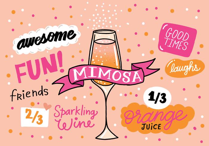Mimosa drink recipe vector