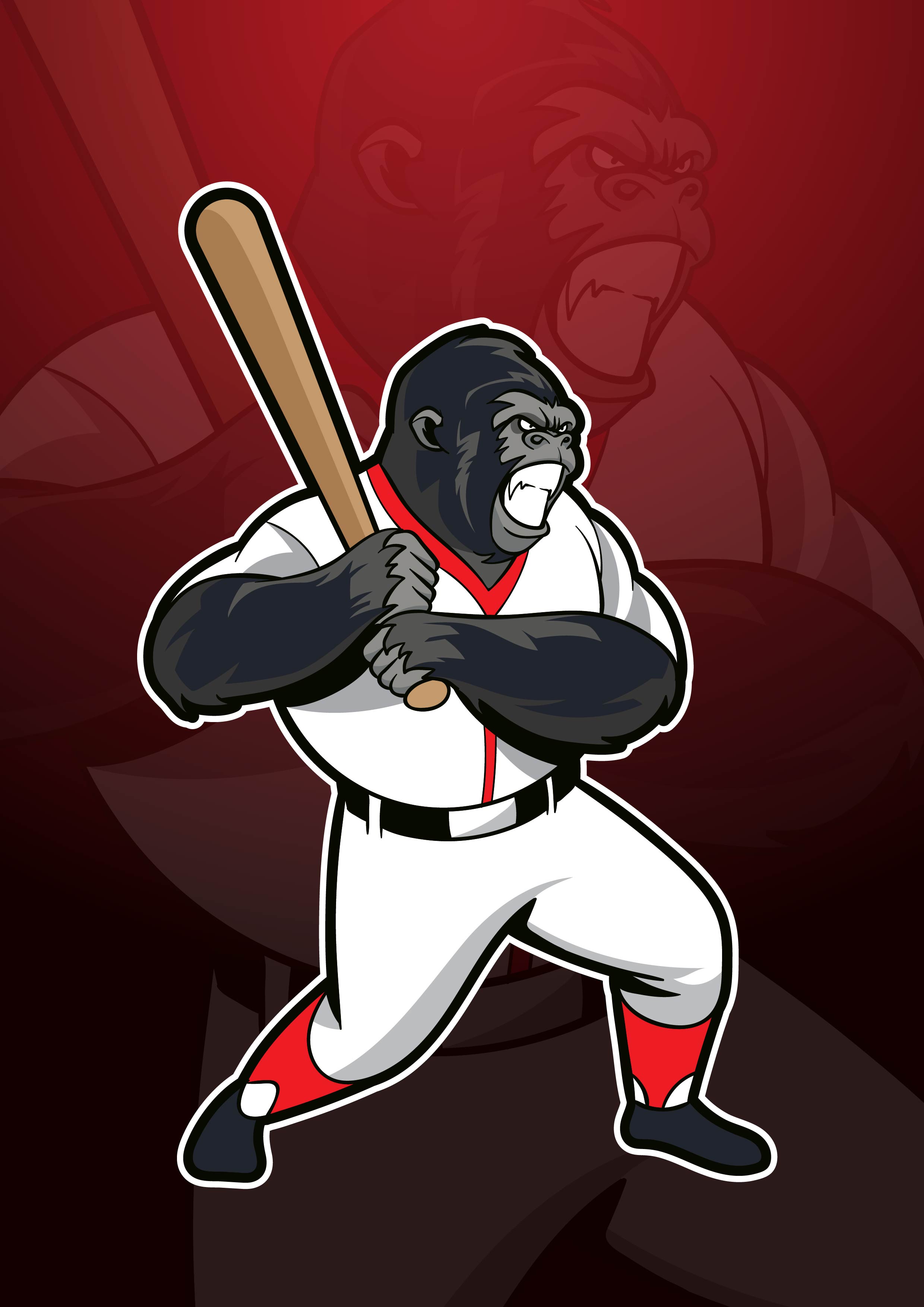 Gorilla Baseball Mascot Logo 202071 Vector Art at Vecteezy