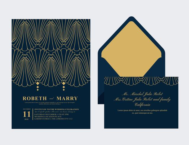 Art Deco Wedding Card vector