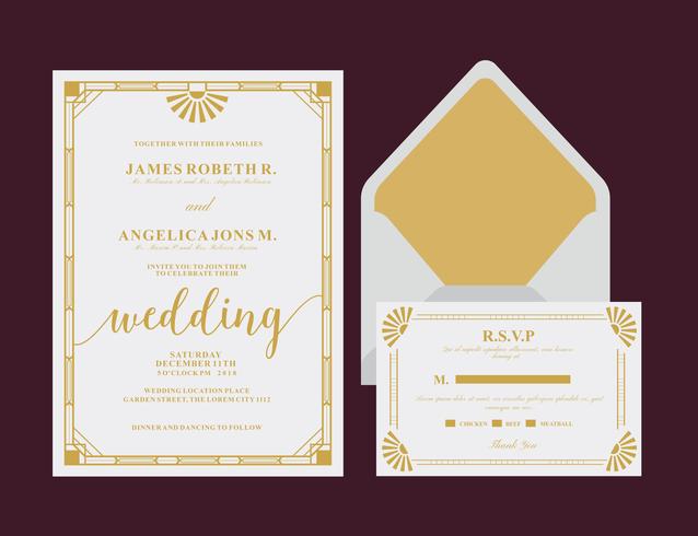 Art Deco Wedding Card vector