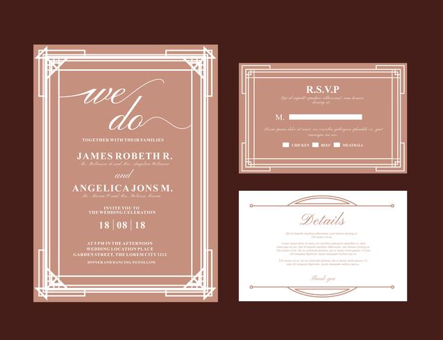 Tarjeta de boda Art Deco vector