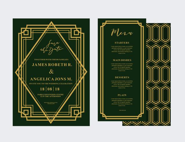 Art Deco Wedding Card vector