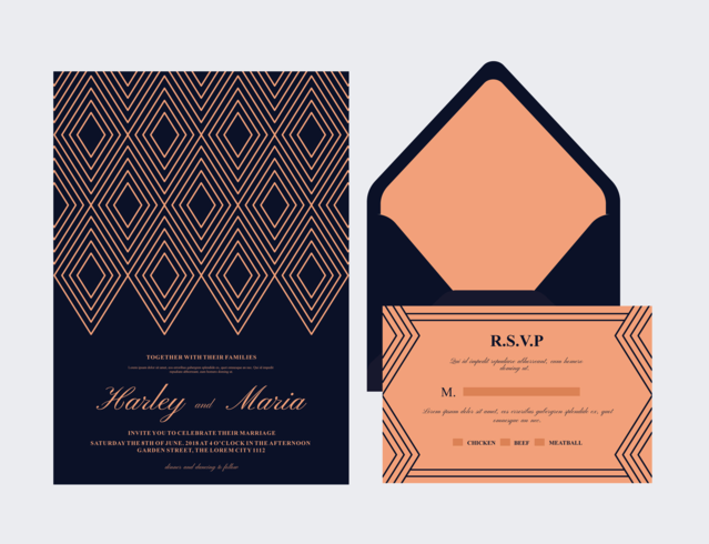 Art Deco Wedding Card vector