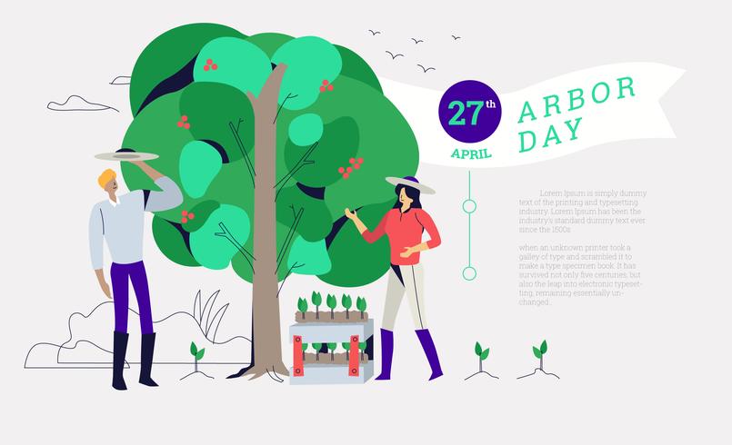 Vaya a plantar verde en ilustración del fondo del vector del día del árbol