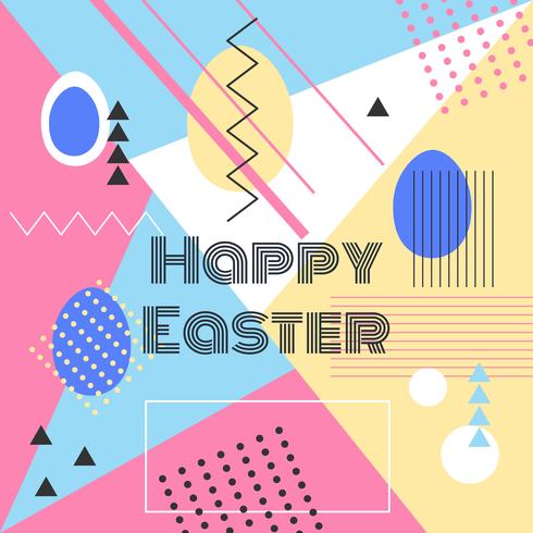 Happy Easter Memphis Background vector