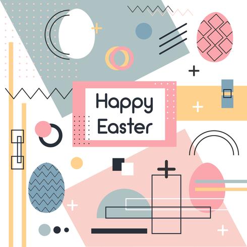 Memphis Easter Background Vector