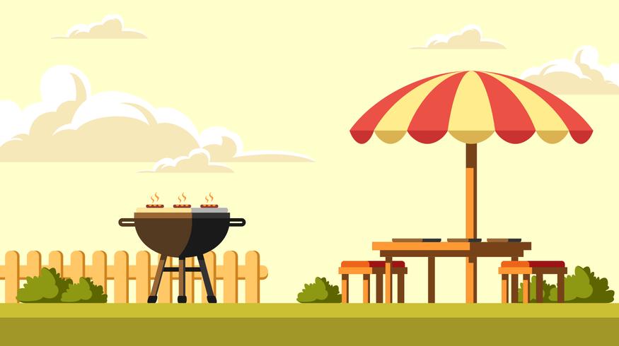 Backyard Barbecue In The Afternoon Vector 202112 Vector Art at Vecteezy