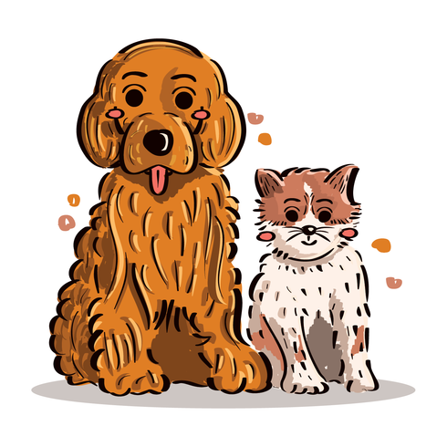 Cachorro y gatito vector